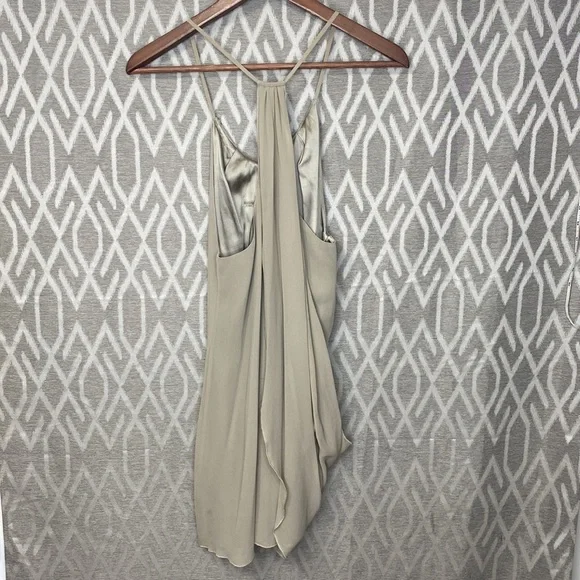 Alice + Olivia Silk Draped Mini Dress Size: Small Tan/ Nude - Picture 2 of 2